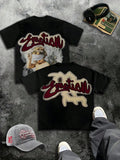 Masked Cupid Double-sided Print Pure Cotton Men's T-shirt Y2K Style New All-Season Short-sleeved T-shirt, Fashionable Streetwear