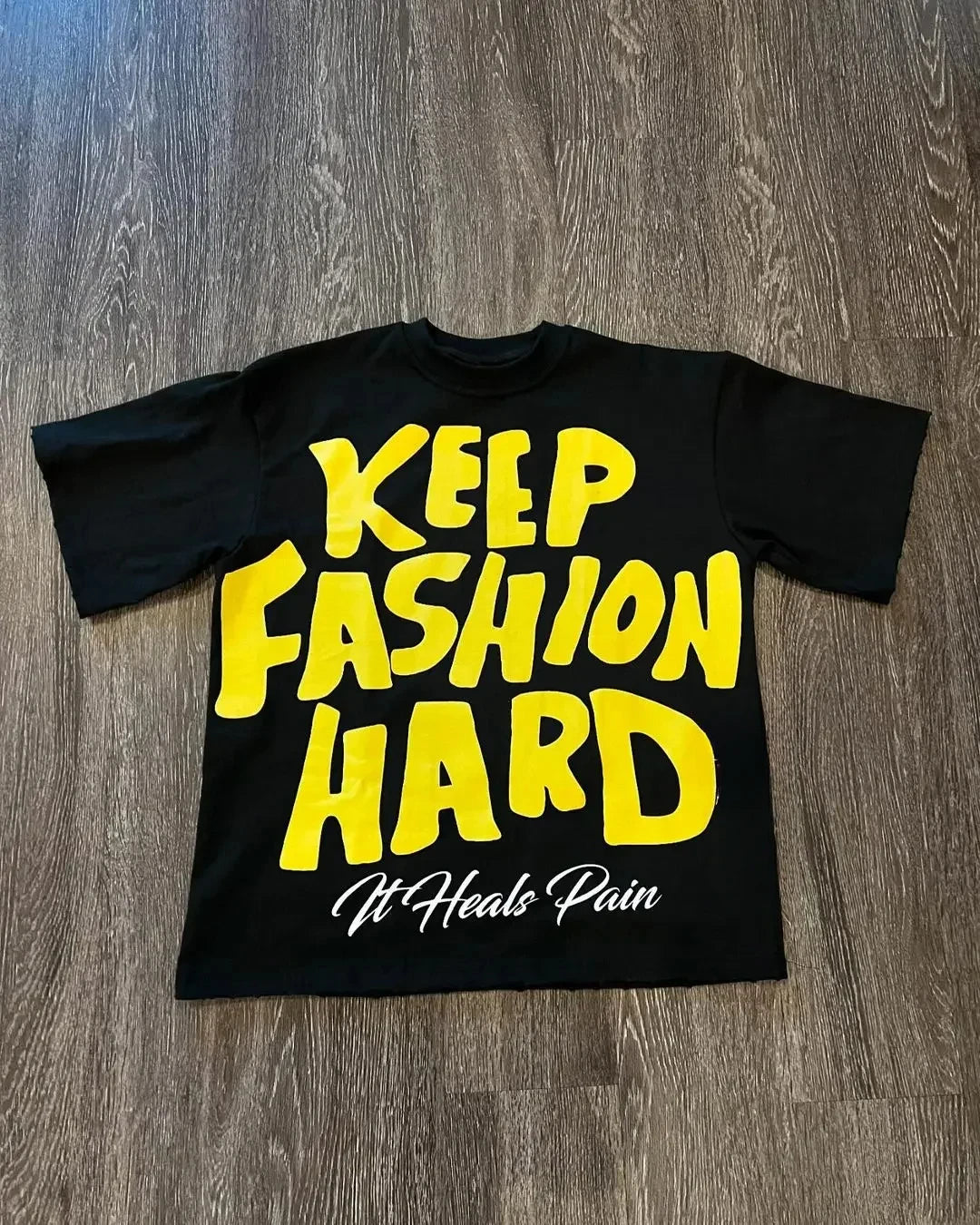 Graphic Round Neck Pure Cotton High Street New Women Printed T-shirt Trendy Brand Loose Casual Couple American Harajuku Y2k Tops
